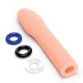 Насадка на пеніс Size-Up Penis Entender з 3 ерекційними кільцями в наборі, бежева