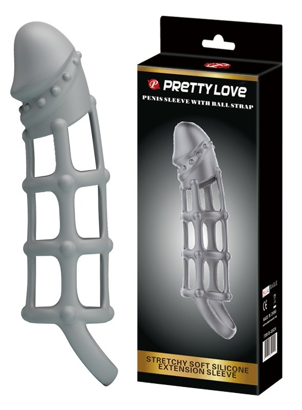 Ажурная насадка Penis Sleeve With Ball Strap, BI-026234.