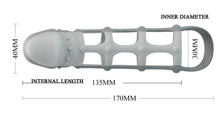Ажурная насадка Penis Sleeve With Ball Strap, BI-026234.