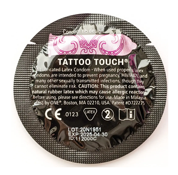 Презервативы ONE Tattoo  Touch (рельефный рисунок) (по1 шт)(упак. может отличаться цвет. и рисун.)