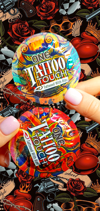 Презервативы ONE Tattoo  Touch (рельефный рисунок) (по1 шт)(упак. может отличаться цвет. и рисун.)