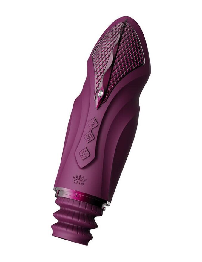 Компактна смарт секс-машина Zalo  -  Sesh Velvet Purple, 2 насадки, пульт ДК, кристал Swarovski