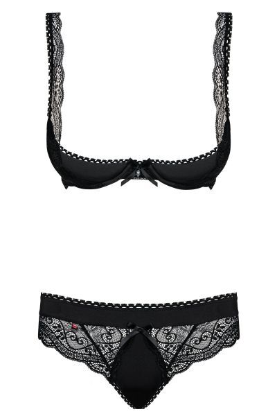 Комплект Obsessive MIAMOR SET черная открыт,грудь L/XL