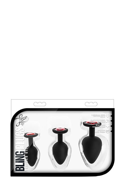 Набор анальных пробок LUXE BLING PLUGS TRAINING KIT RED GEMS