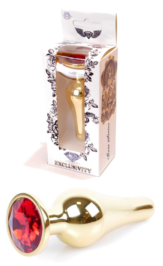 Анальная пробка Boss Series - Jewellery Gold BUTT PLUG Red, BS6400064