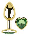 Анальна пробка з кристалом EGZO - Gold Heart Plug Green size S