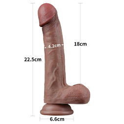 Фалоімітатор з мʼякою головкою - LoveToy Dual-Layered Silicone Cock 9" Brown #1
