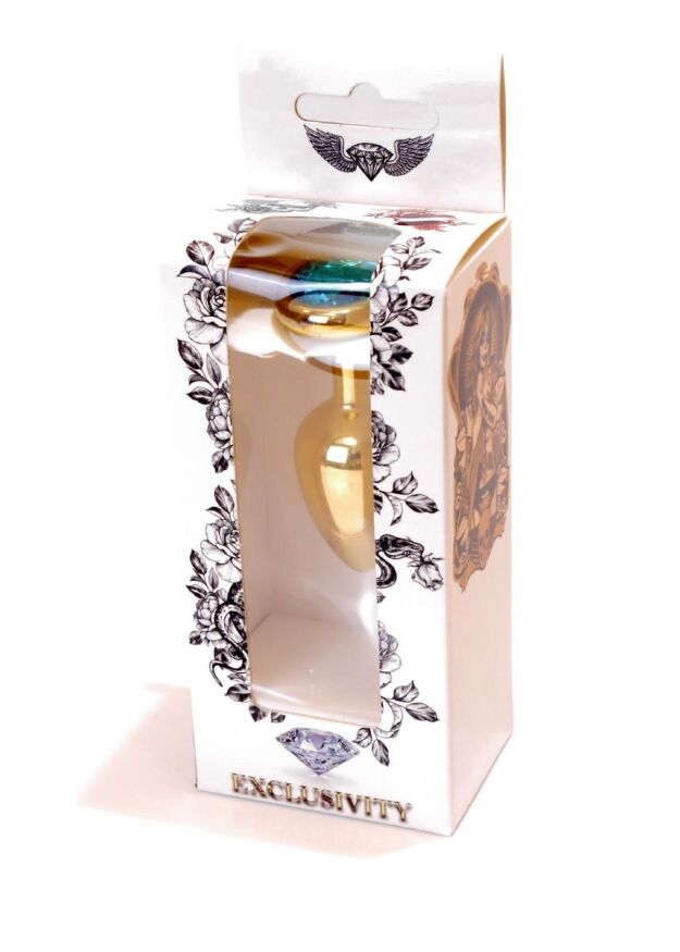 Анальна пробка - Jewellery Gold Heart Plug Light Blue