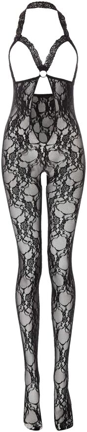 Ажурный бодистокинг с открытой грудью и интимным вырезом Music Legs, черный, One Size
