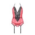 Passion Peonia Corset - эротический корсет с кружевом, L/XL (красный)