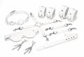 Набор Feral Feelings BDSM Kit 7 White, наручники, поножи, коннектор, маска, паддл, кляп, зажимы