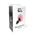 Силиконовая анальная пробка М Art of Sex - Silicone Bunny Tails Butt plug, цвет Белый, диаметр 3,5 см