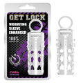 Насадка на член рельефная Chisa Get Lock с кольцом на мошонку и местом для вибропули, прозрачная