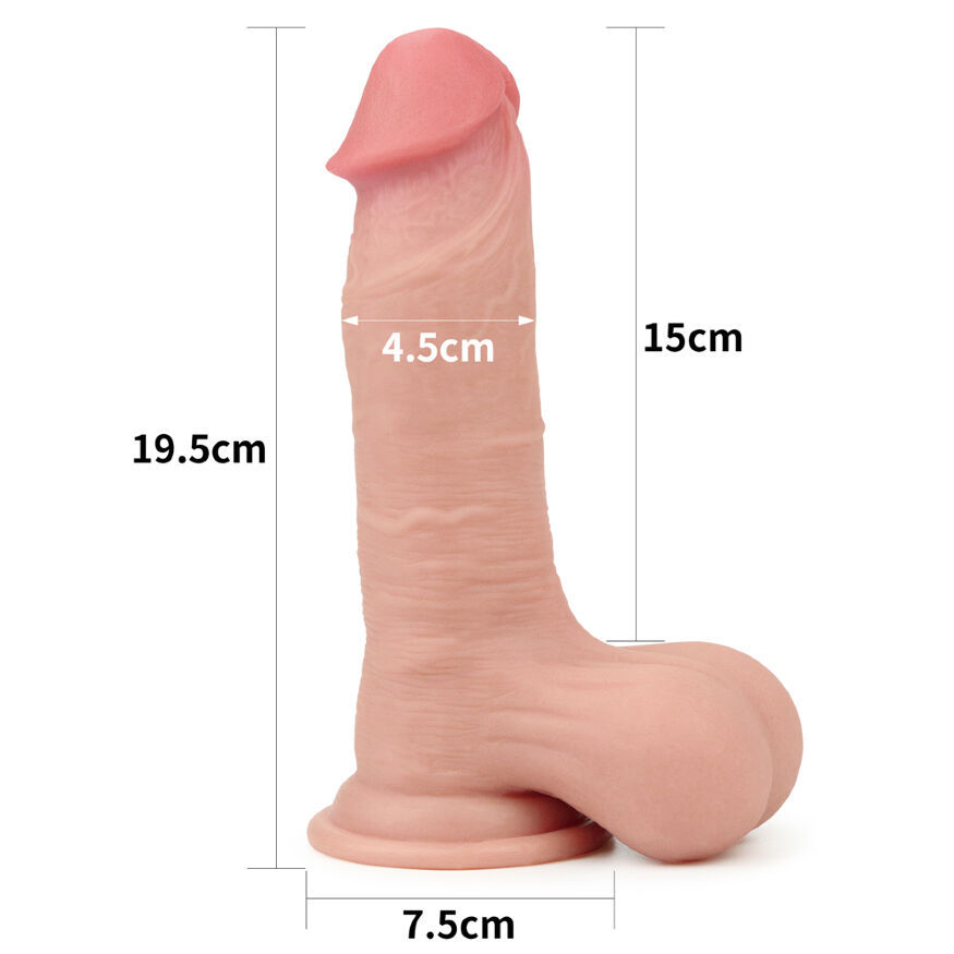 Реалістичний фалоімітатор з мошонкою Sliding-Skin Dual Layer Dong 7.8" Flesh