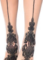 Чулки с узорами One Size Tana Sheer Thigh High Stockings от Leg Avenue, бежево-черные