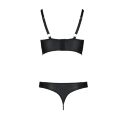 Комплект из эко-кожи с люверсами и ремешками Malwia Bikini black 4XL/5XL — Passion, бра и трусики