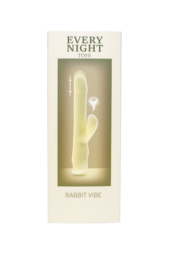 Вибратор кролик Every Night Toys с ротацией, фрикциями и вакуумной стимуляцией, желтый