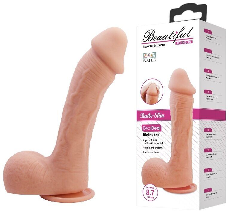 Фаллоимитатор на присоске Baile Beautiful JOHNSON 9.2'' Flesh, BW-008040NR