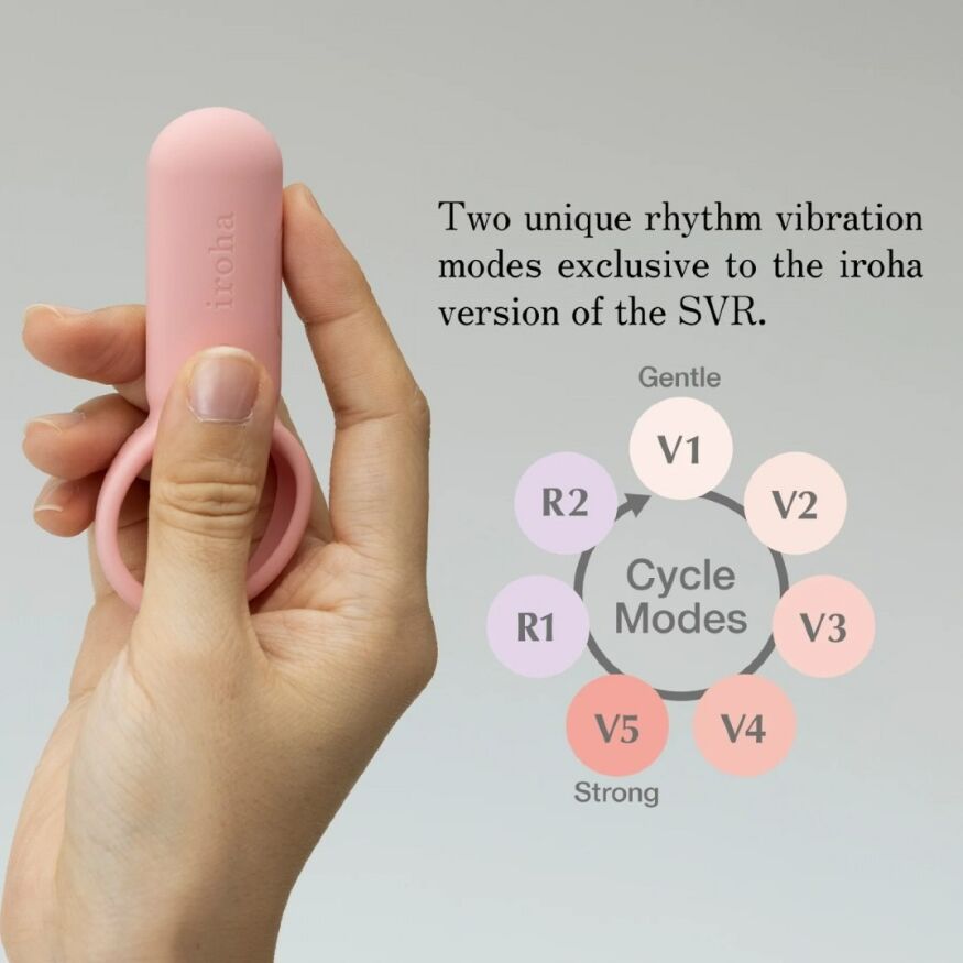 Эрекционное кольцо с вибрацией SVR Iroha, силиконовое, розовое, 9 х 3.8 см