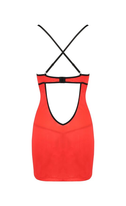 Сукня червона з чорною обробкою та трусики стрінги FEMMINA CHEMISE S/M - Passion