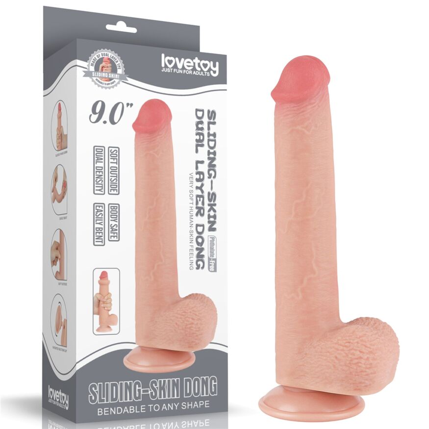 Член подвійної щільності з шкірою, що рухається Sliding-Skin Dual Layer Dong 9" Flesh