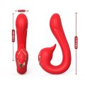 Вібратор подвійної стимуляції з функцією лизання  - Swan Red