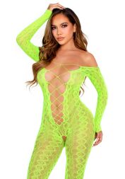 Бодистокинг Leg Avenue Crotchless Footless Lingerie Bodystocking One Size Neon Green