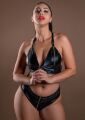 Топ з відкритим доступом по грудях Daring Intimates Wetlook Bra With Zipper на блискавках, чорний, S