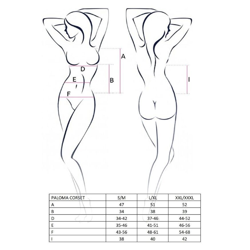 Корсет-сорочка с пажами PALOMA CORSET white XXL/XXXL- Passion, трусики, полупрозрачный