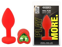Силіконова анальна пробка EGZO - Silicone Red Heart Plug Green, size S