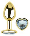 Анальная пробка с кристаллом EGZO - Gold Heart Plug Clear size S