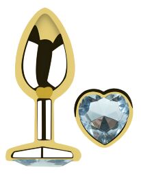 Анальная пробка с кристаллом EGZO - Gold Heart Plug Clear size S