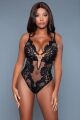 2139-BLACK-S Боди кружевное, полупрозрачное, черное, S