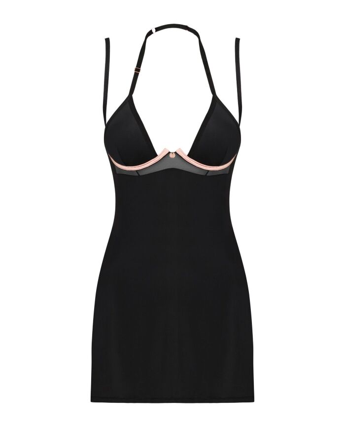 Obsessive Selinne chemise &amp; thong - эротическая сорочка и стринги, M/L (чёрный)