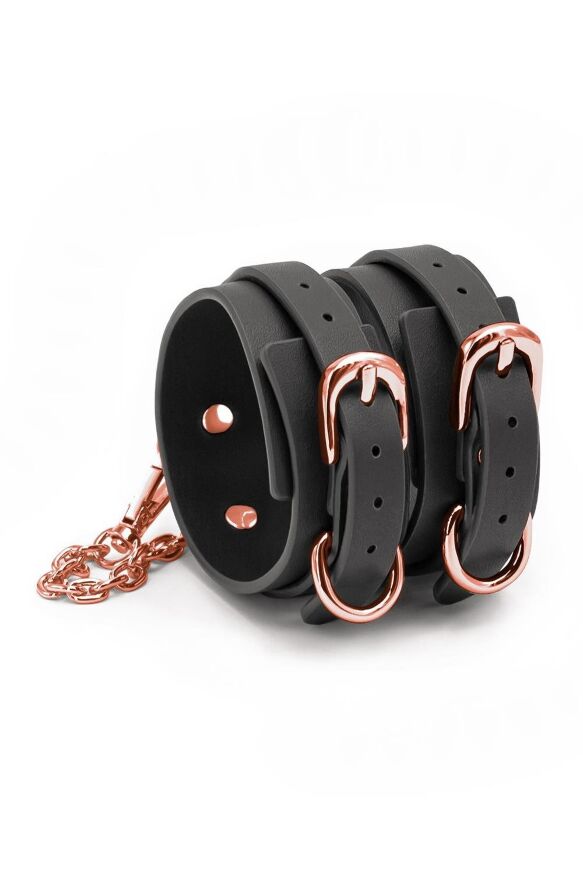 Поножи на лодыжки NS Novelties Bondage Couture черные с золотистой фурнитурой