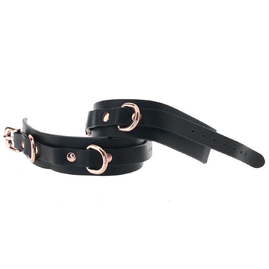Поножи на лодыжки NS Novelties Bondage Couture черные с золотистой фурнитурой