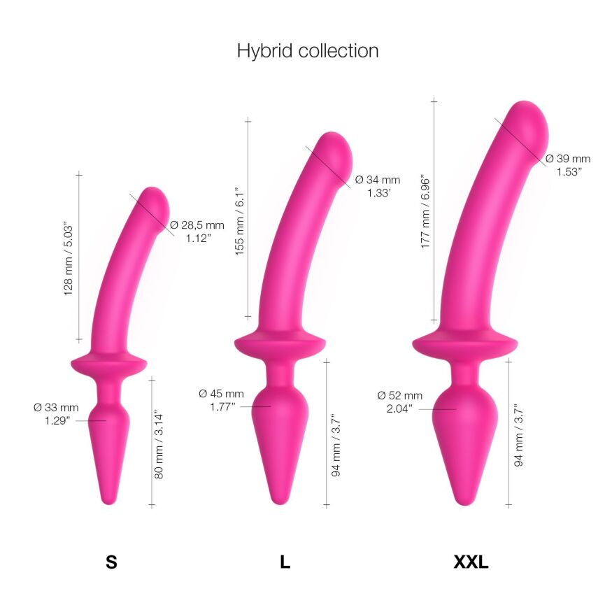 Анальная пробка с дилдо 2в1 Strap-On-Me SWITCH PLUG-IN DILDO Fuchsia L, диаметр 4,5/3,4 см (мятая упаковка)