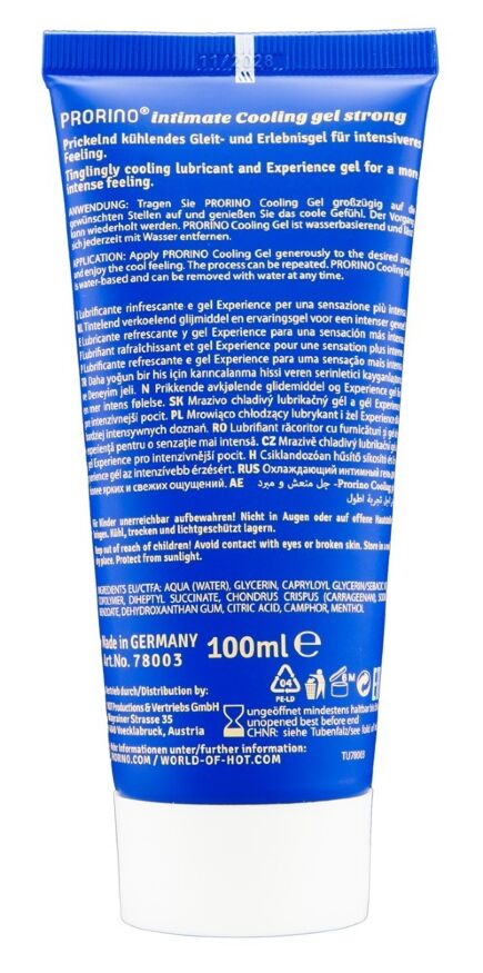 Интимный гель Hot PRORINO Intimate Strong с эффектом охлаждения, 100 мл