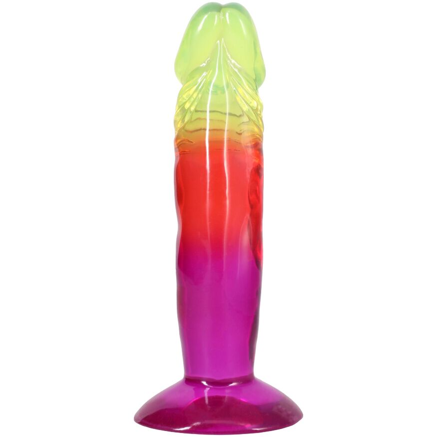 Желейный дилдо Doc Johnson Crystal Jellies - 6.5 Inch Classic Dong - Rainbow