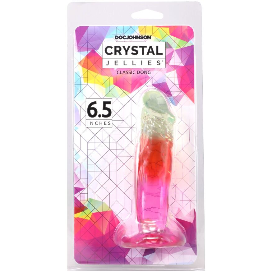 Желейный дилдо Doc Johnson Crystal Jellies - 6.5 Inch Classic Dong - Rainbow
