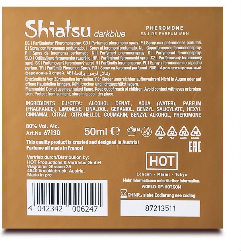 Духи з феромонами чоловічі SHIATSU Pheromone Fragrance men darkblue 50 ml
