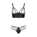 Комплект из эко-кожи с люверсами и ремешками Malwia Bikini black 6XL/7XL — Passion, бра и трусики