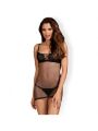 Cорочка сетка Obsessive Redella chemise &amp; thong black S/M