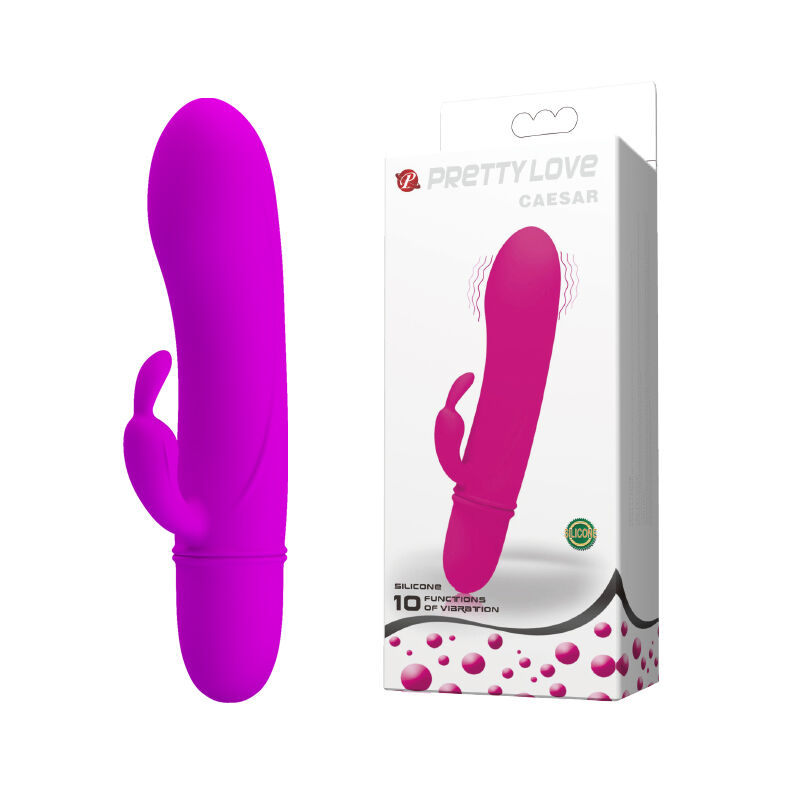 Силіконовий вібратор з додатковим стимулятором Pretty Love Caesar Vibrator Purple