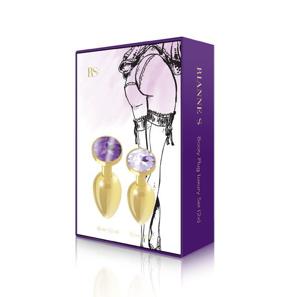 Набор металлических анальных пробок с кристаллом RIANNE S - Booty Plug Luxury Set, диаметр 3 и 3,5 см