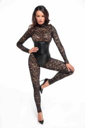 Комбинезон Noir Handmade F299 Enigma, XXL, кружево, длинный рукав, имитация корсета, доступ