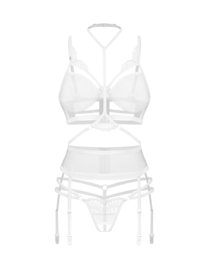 Комплект Obsessive Premisis White 3-pcs crotchless set L/XL