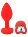 Силиконовая анальная пробка EGZO - Silicone Red Heart Plug Clear, size S