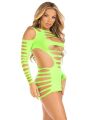 Мини платье Leg Avenue Shredded cut-out mini dress, One Size, салатовое, фигурные вырезы