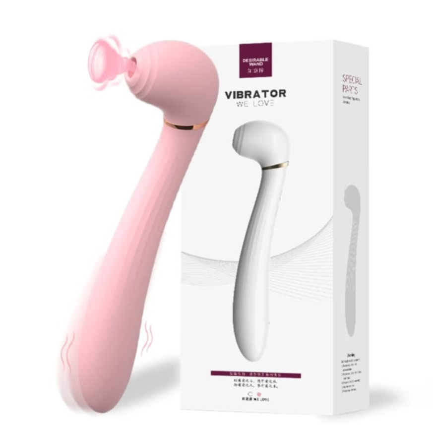 Вибромассажёр вакуум и вибрация "Desirable wand", 10 режимов, цвет розовый